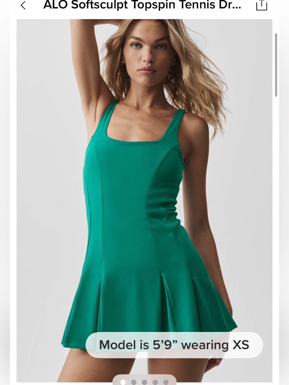 ALO Softsculpt-Topspin Tennis Dress -Emerald Isle-XS-NWT